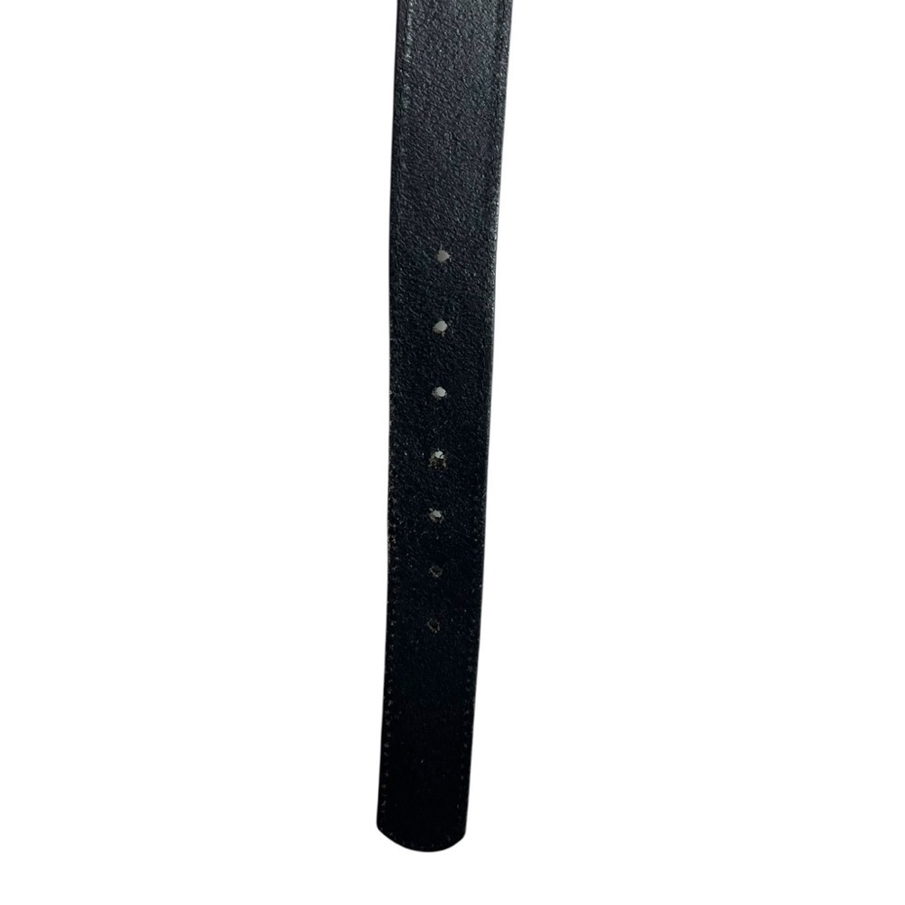 Warehouse One Embossed Black Leather Belt Medium Silver Buckle - Picture 9 of 13